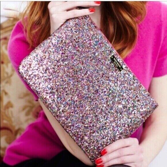kate spade Handbags - Kate Spade New York Glitter Gia Sparkler Large Pouch Multi Makeup Pouch Bag Zip